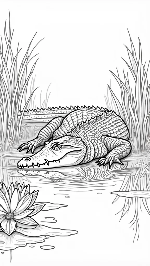 realistic alligator coloring pages